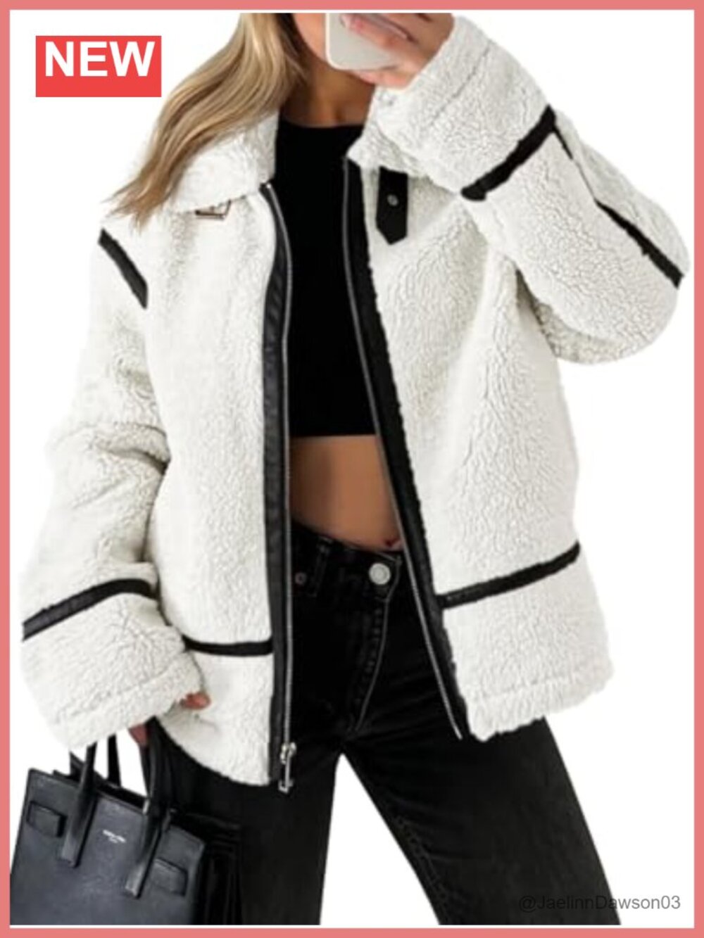 Faux Fur Moto Zip Up Coat Winter Sherpa Jacket